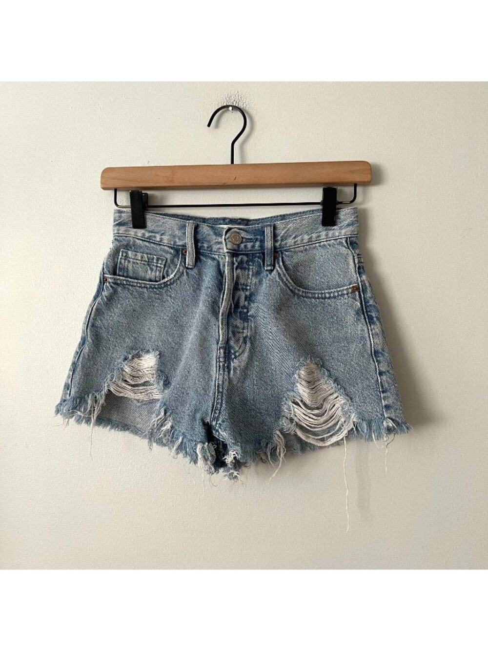 PacSun Distressed Frayed Vintage High Rise Cut-Off Jean Shorts Women's Size 24